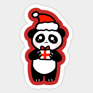 Cute Santa Hat Gift Panda Sticker